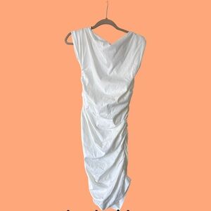New w Tags Zara off white rouched dress w zipper